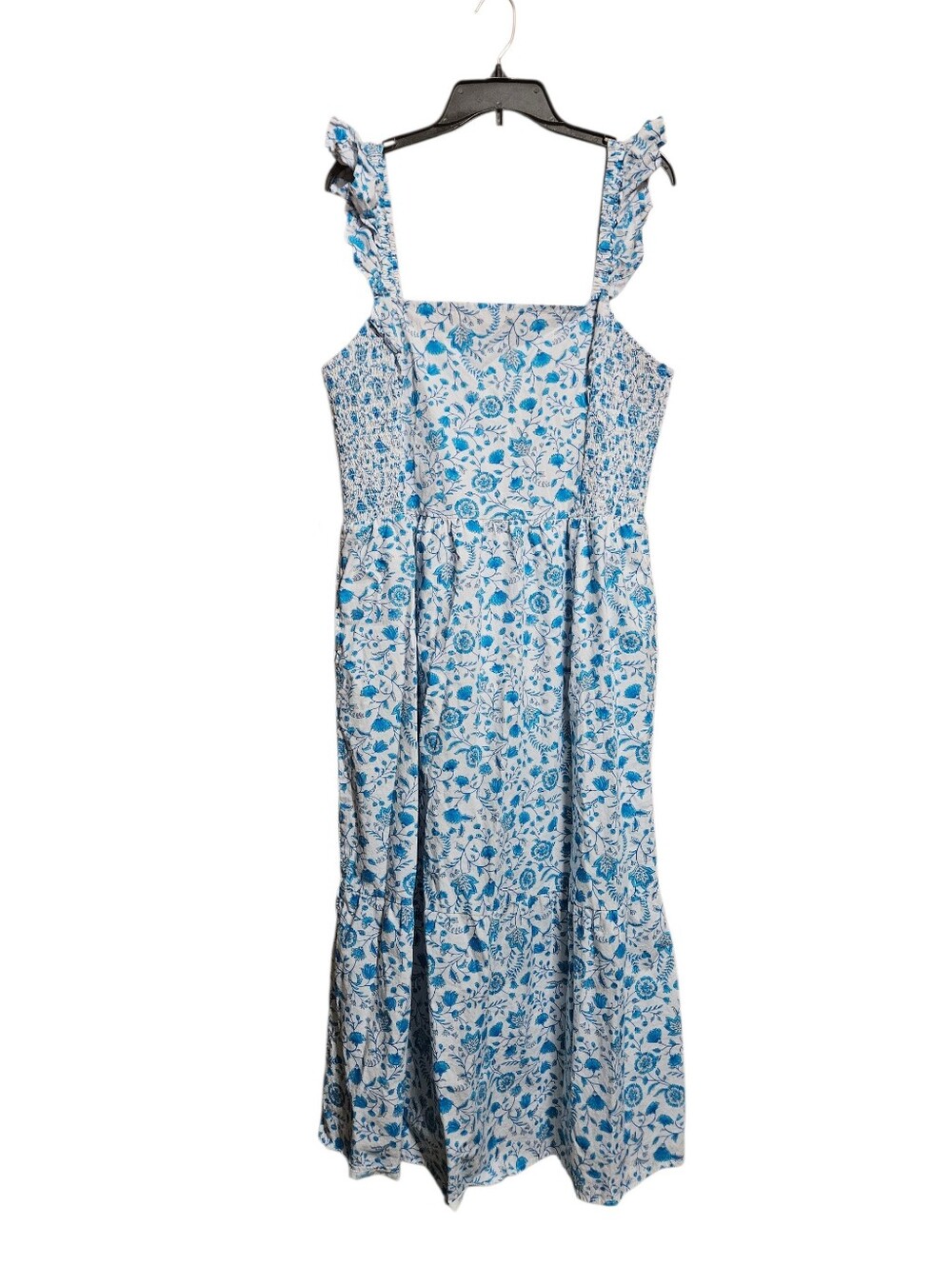 Draper James White & Blue Flutter Strap Midi Cotton Sundress  Size XXL!